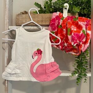 Gymboree Flamingo and Floral Outfit Set 0-3 Months